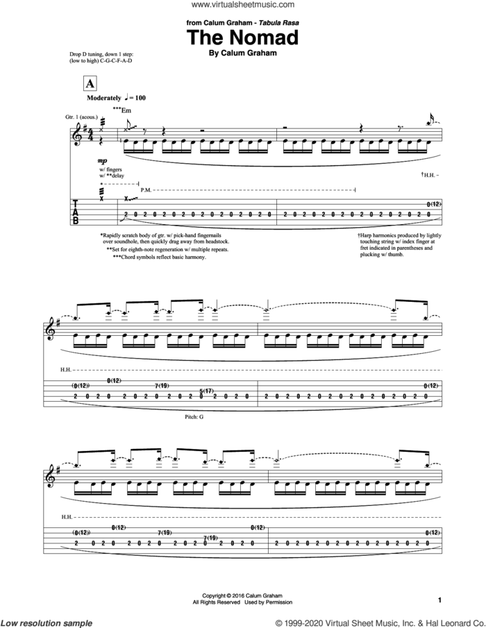 The Nomad sheet music for guitar solo by Calum Graham, intermediate skill level