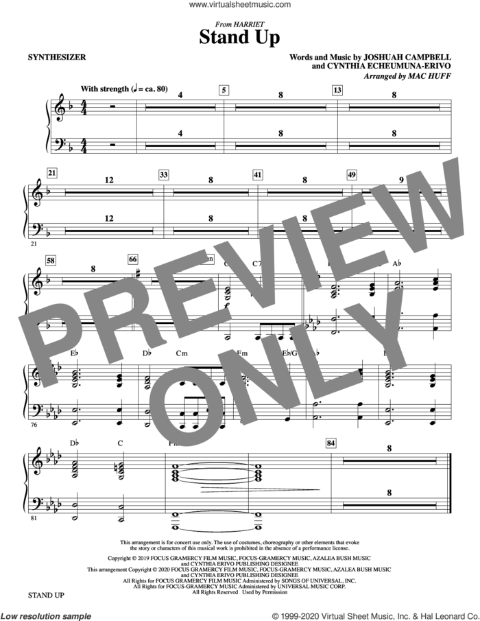 Stand Up (from Harriet) (arr. Mac Huff) (complete set of parts) sheet music for orchestra/band by Mac Huff, Cynthia Echeumuna-Erivo, Cynthia Erivo and Joshuah Campbell, intermediate skill level