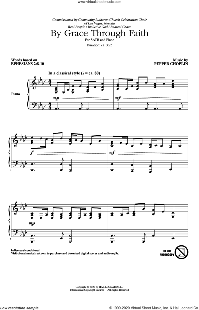 By Grace Through Faith sheet music for choir (SATB: soprano, alto, tenor, bass) by Pepper Choplin, intermediate skill level