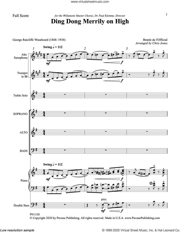 Ding Dong Merrily on High (arr. Chris Jones) (COMPLETE) sheet music for orchestra/band by Chris Jones, intermediate skill level