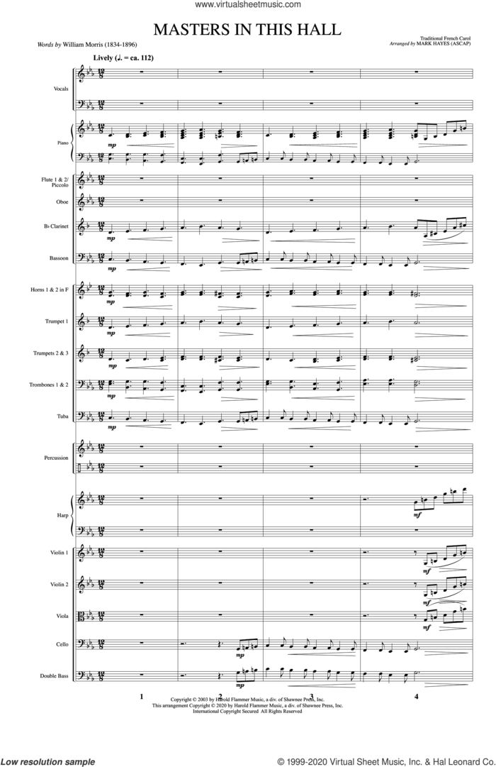 Masters in This Hall (arr. Mark Hayes) (COMPLETE) sheet music for orchestra/band by Mark Hayes, Miscellaneous and William Morris, intermediate skill level