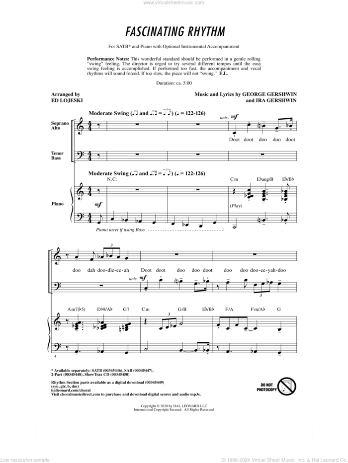 Fascinating Rhythm (from Lady Be Good) (arr. Ed Lojeski) sheet music for choir (SATB: soprano, alto, tenor, bass) by George Gershwin, Ed Lojeski, George Gershwin & Ira Gershwin and Ira Gershwin, intermediate skill level