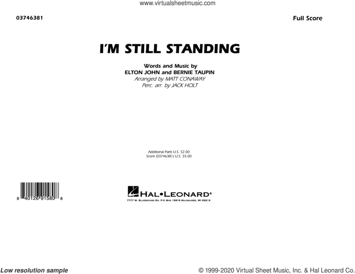 I'm Still Standing (arr. Matt Conaway and Jack Holt) (COMPLETE) sheet music for marching band by Elton John, Bernie Taupin, Jack Holt and Matt Conaway, intermediate skill level