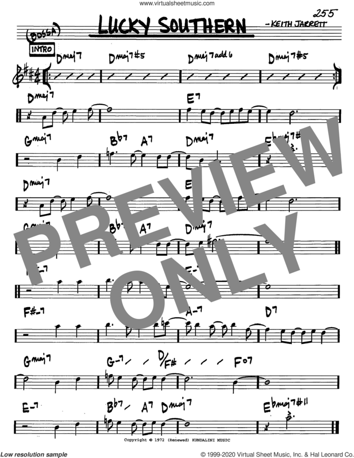 Lucky Southern sheet music for voice and other instruments (in C) by Keith Jarrett, intermediate skill level