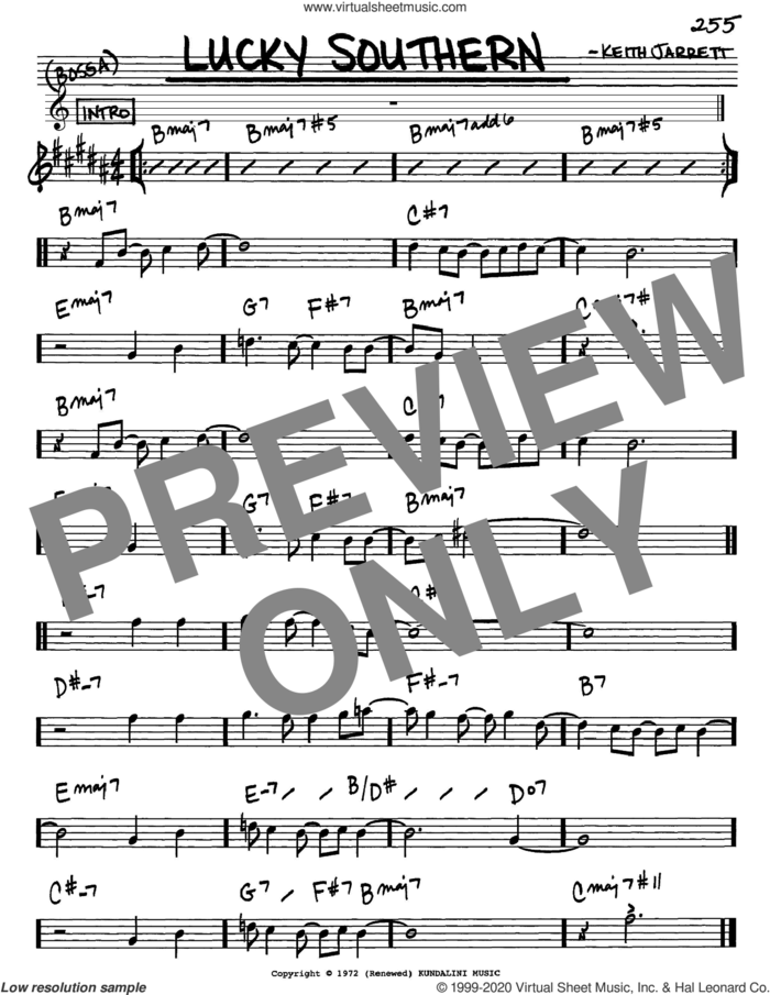 Lucky Southern sheet music for voice and other instruments (in Eb) by Keith Jarrett, intermediate skill level