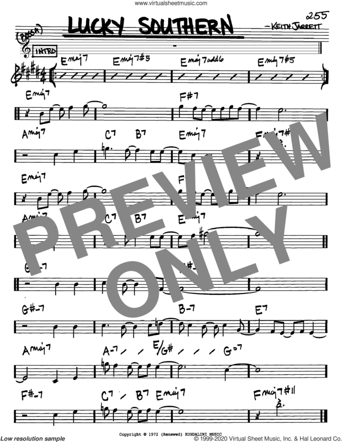Lucky Southern sheet music for voice and other instruments (in Bb) by Keith Jarrett, intermediate skill level