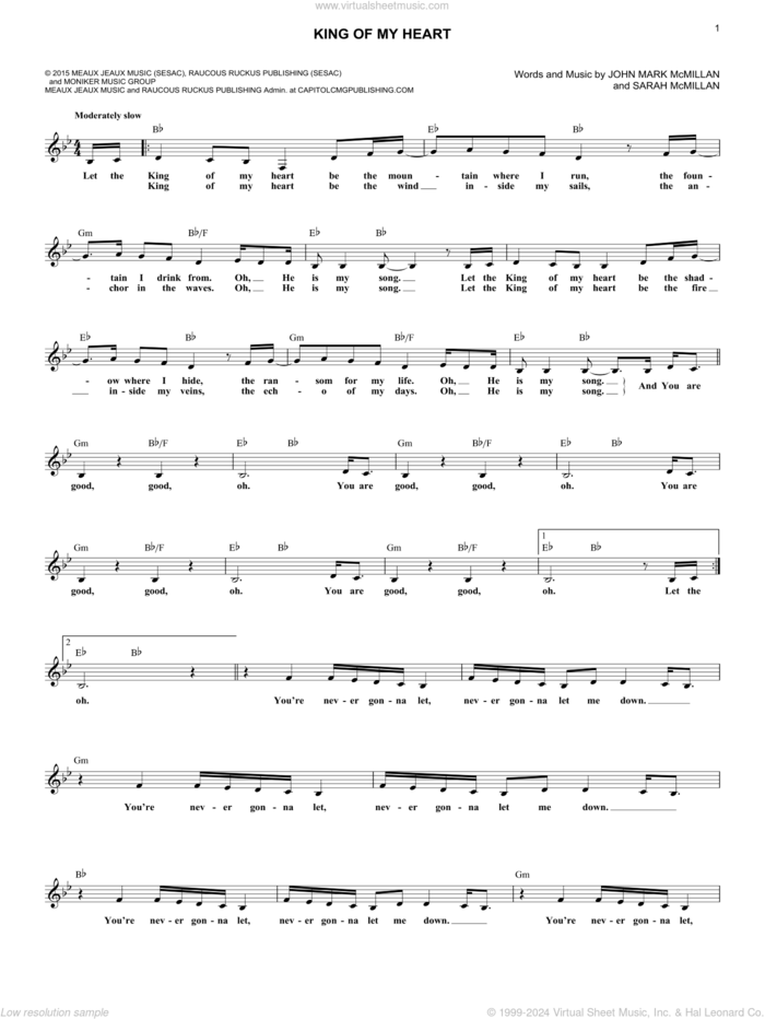 King Of My Heart sheet music for voice and other instruments (fake book) by John Mark McMillan, Bethel Music and Sarah McMillan, intermediate skill level