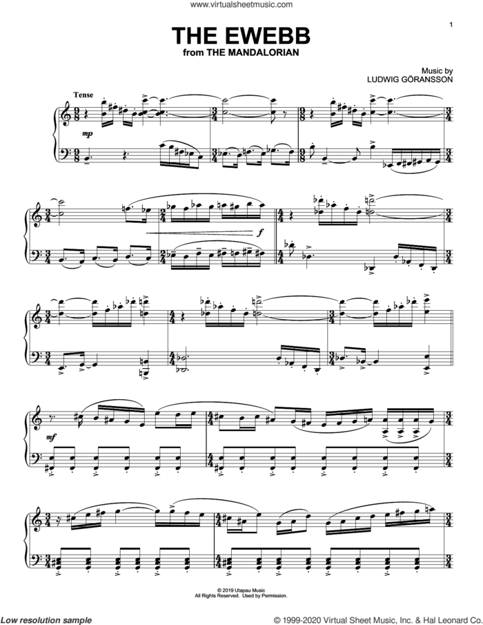 The Ewebb (from Star Wars: The Mandalorian) sheet music for piano solo by Ludwig Göransson and Ludwig Goransson, intermediate skill level
