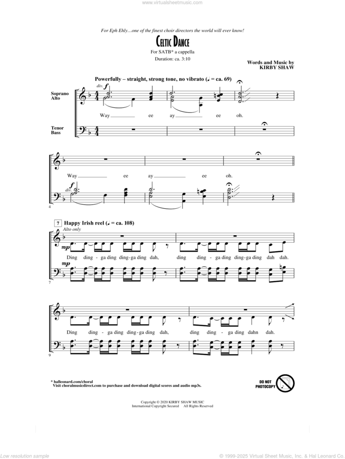 Celtic Dance sheet music for choir (SATB: soprano, alto, tenor, bass) by Kirby Shaw, intermediate skill level