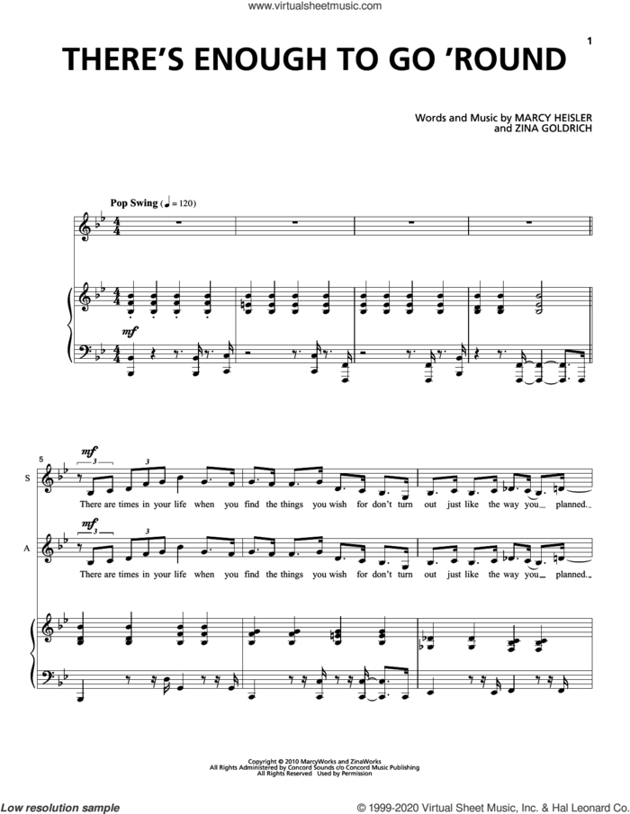 There's Enough To Go 'Round sheet music for choir (SATB: soprano, alto, tenor, bass) by Goldrich & Heisler, Marcy Heisler and Zina Goldrich, intermediate skill level