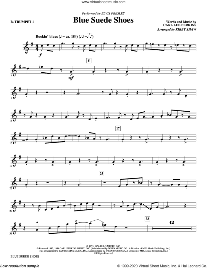 Blue Suede Shoes (arr. Kirby Shaw) (complete set of parts) sheet music for orchestra/band by Elvis Presley, Carl Perkins and Kirby Shaw, intermediate skill level