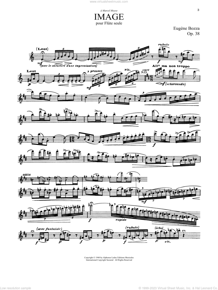 Image, Op. 38 sheet music for flute solo by Eugene Bozza, classical score, intermediate skill level