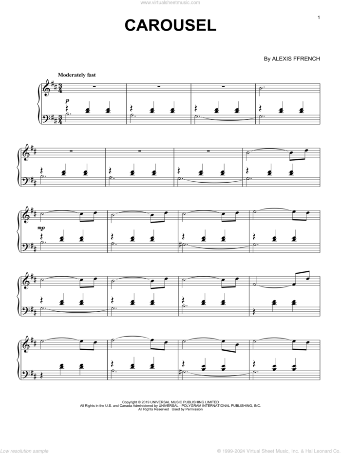 Ffrench Carousel Sheet Music For Piano Solo Pdf Interactive