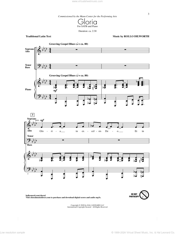 Gloria sheet music for choir (SATB: soprano, alto, tenor, bass) by Rollo Dilworth and Miscellaneous, intermediate skill level