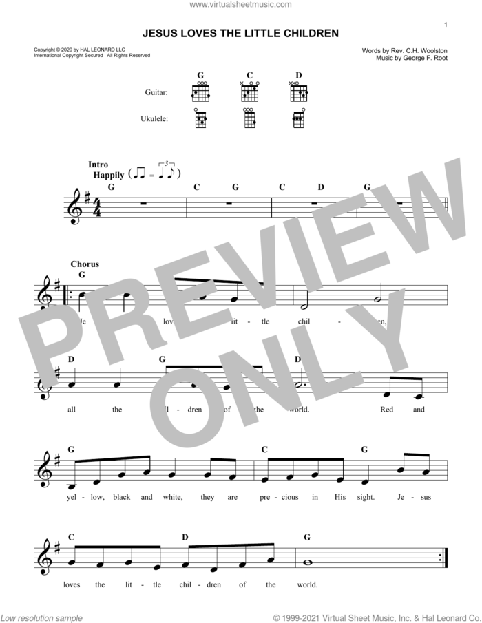Jesus Loves The Little Children sheet music for voice and other instruments (fake book) by George F. Root and Rev. C.H. Woolston, intermediate skill level