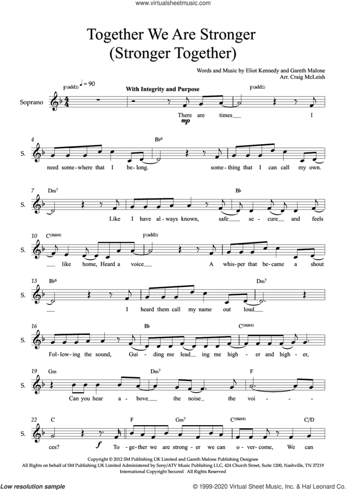 Together We Are Stronger (Stronger Together) (arr. Craig McLeish) sheet music for choir (SS) by Eliot Kennedy, Craig McLeish and Gareth Malone, intermediate skill level