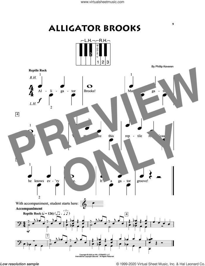 Alligator Brooks sheet music for piano solo by Phillip Keveren, beginner skill level