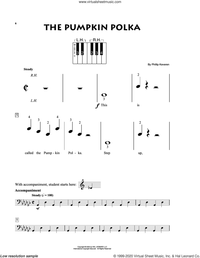 The Pumpkin Polka sheet music for piano solo by Phillip Keveren, beginner skill level