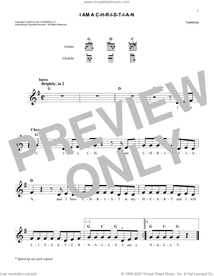 I Am A C-H-R-I-S-T-I-A-N sheet music for voice and other instruments (fake book), intermediate skill level
