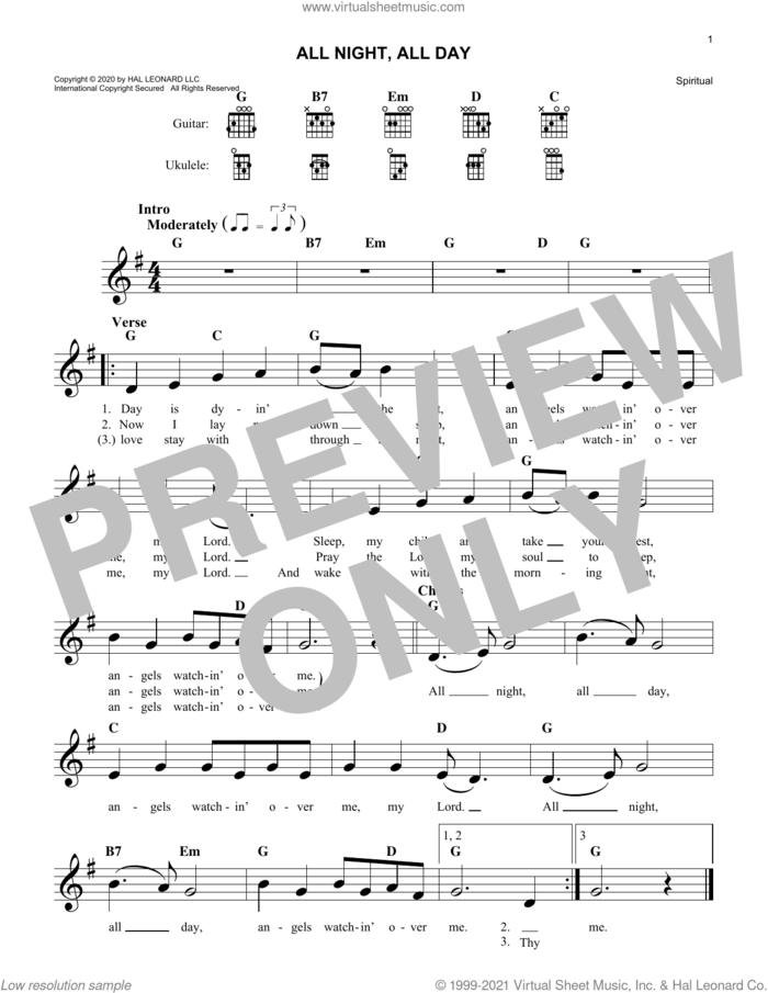 All Night, All Day sheet music for voice and other instruments (fake book), intermediate skill level