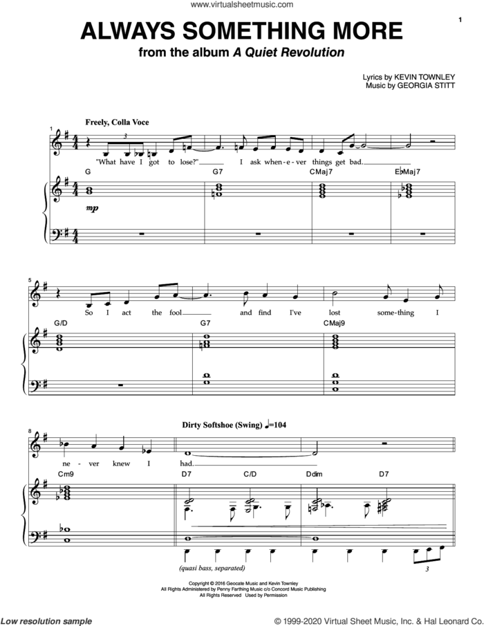 Always Something More sheet music for voice and piano by Georgia Stitt and Kevin Townley, intermediate skill level