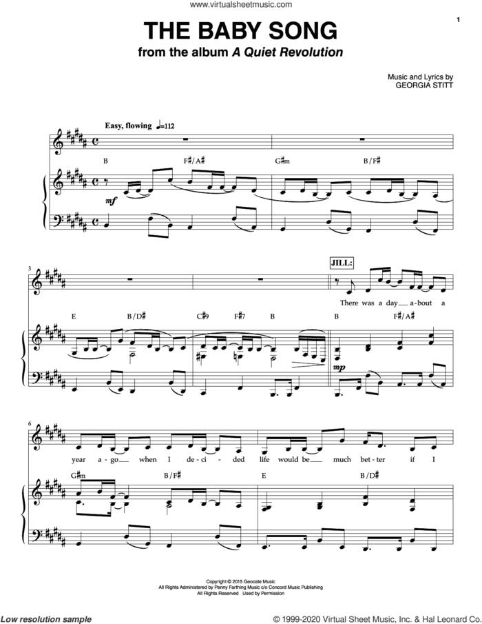 The Baby Song sheet music for voice and piano by Georgia Stitt, intermediate skill level