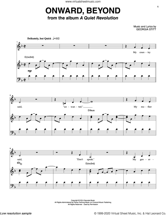 Onward, Beyond sheet music for voice and piano by Georgia Stitt, intermediate skill level