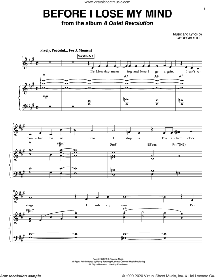 Before I Lose My Mind sheet music for voice and piano by Georgia Stitt, intermediate skill level