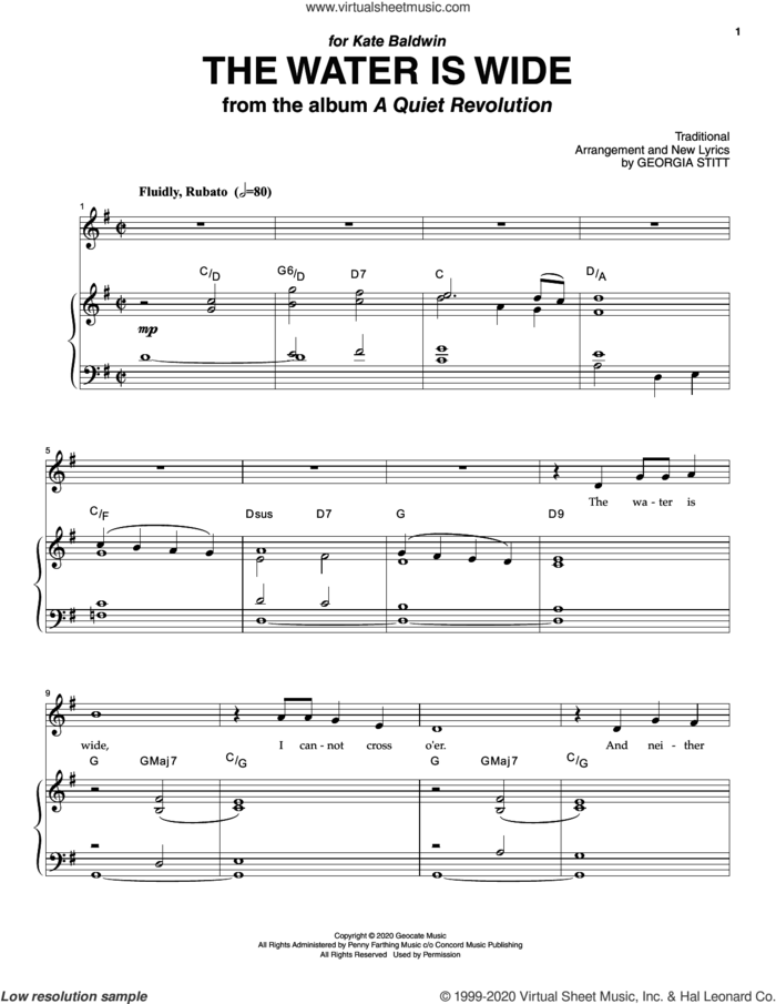 The Water Is Wide sheet music for voice and piano by Georgia Stitt and Miscellaneous, intermediate skill level