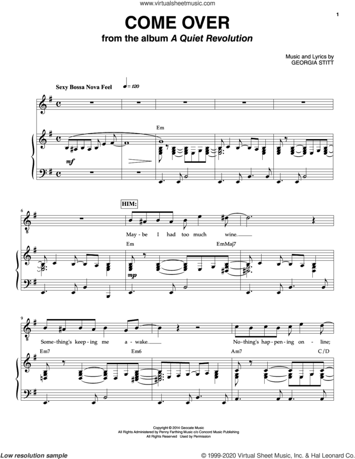 Come Over sheet music for voice and piano by Georgia Stitt, intermediate skill level