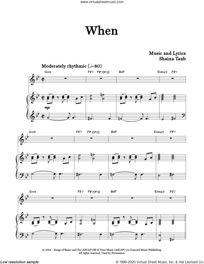 When sheet music for voice and piano by Shaina Taub, intermediate skill level