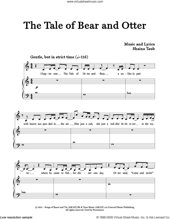 The Tale Of Bear And Otter sheet music for voice and piano by Shaina Taub, intermediate skill level
