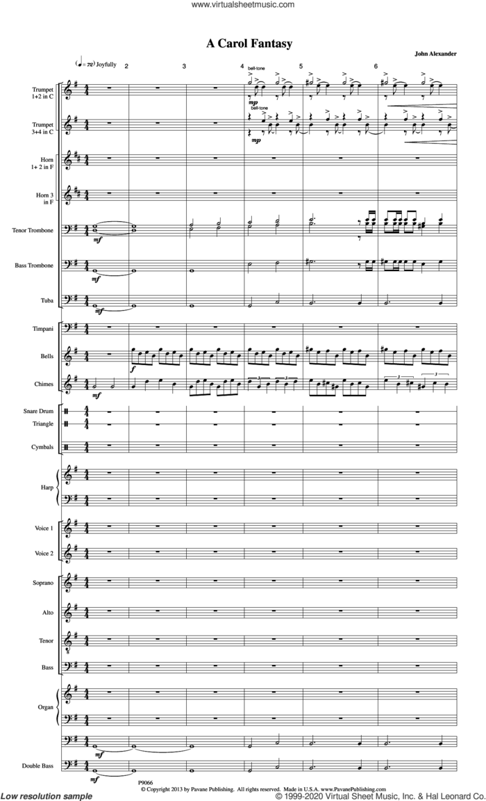 A Carol Fantasy (COMPLETE) sheet music for orchestra/band by John Alexander, intermediate skill level