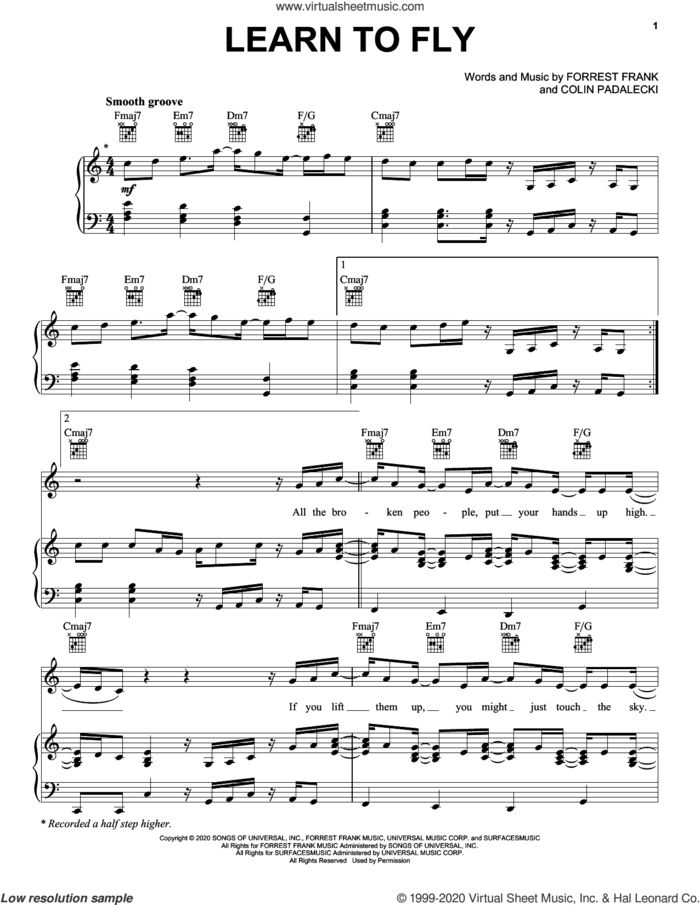 Learn To Fly sheet music for voice, piano or guitar by Surfaces & Elton John, Colin Padalecki and Forrest Frank, intermediate skill level