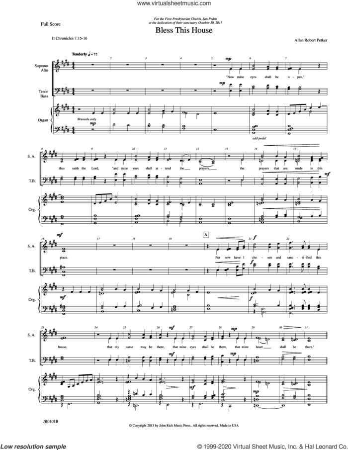 Bless This House (COMPLETE) sheet music for orchestra/band by Allan Robert Petker, intermediate skill level