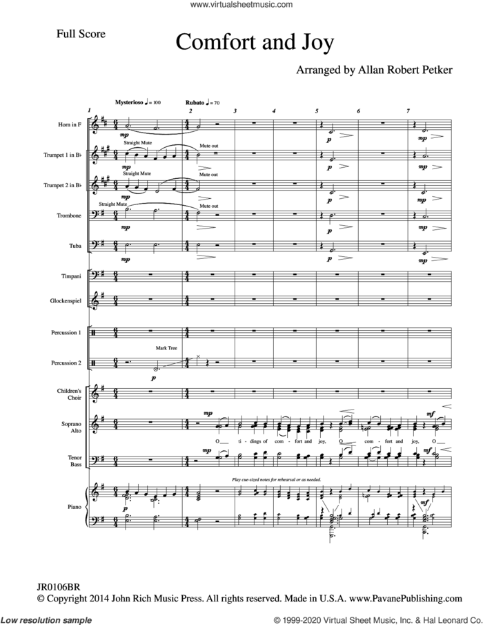 Comfort And Joy (Reduced Orchestra) (COMPLETE) sheet music for orchestra/band by Allan Robert Petker, intermediate skill level