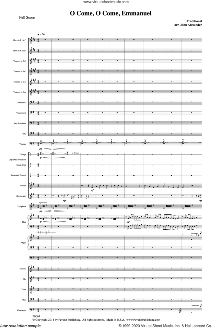 O Come, O Come Emmanuel (COMPLETE) sheet music for orchestra/band by John Alexander, intermediate skill level