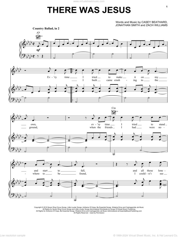 There Was Jesus (feat. Dolly Parton) sheet music for voice, piano or guitar by Zach Williams, Casey Beathard and Jonathan Smith, intermediate skill level