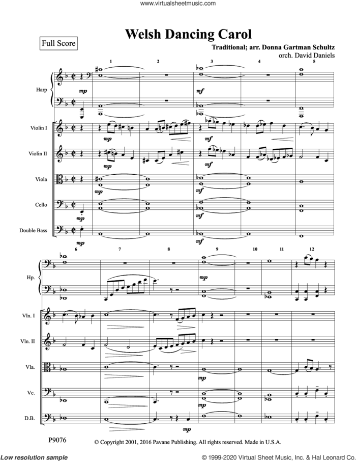 Welsh Dancing Carol (COMPLETE) sheet music for orchestra/band by Donna Gartman-Schultz, intermediate skill level