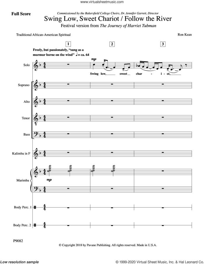 Swing Low, Sweet Chariot / Follow The River (COMPLETE) sheet music for orchestra/band by Ron Kean, intermediate skill level