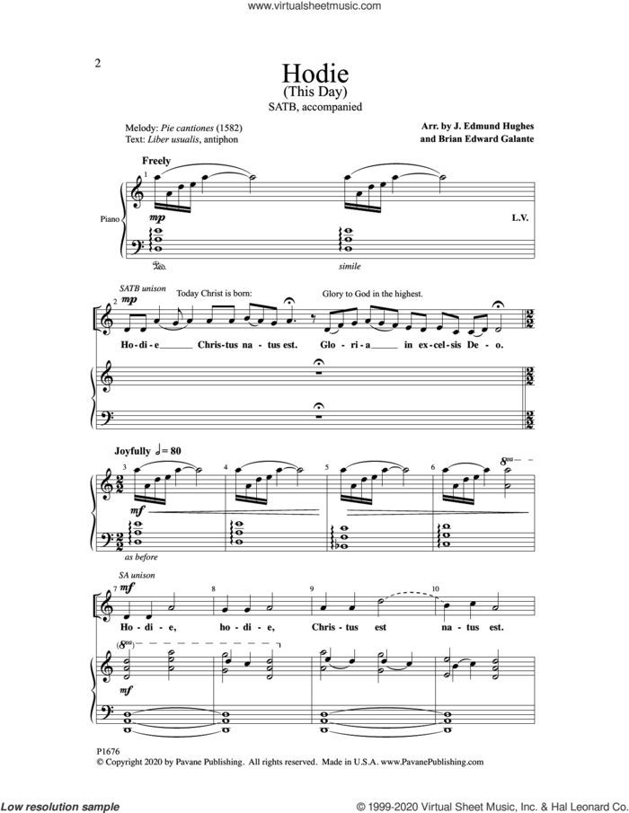 Hodie sheet music for choir (SATB: soprano, alto, tenor, bass) by Brian Edward Galante and J. Edmund Hughes, Brian Edward Galante and J. Edmund Hughes, intermediate skill level