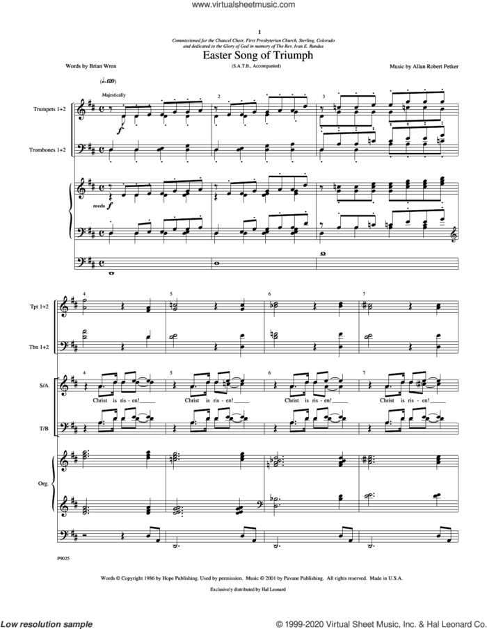 Easter Song Of Triumph (COMPLETE) sheet music for orchestra/band (Brass) by Allan Robert Petker, intermediate skill level