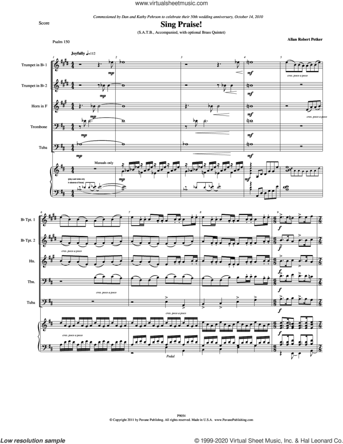Sing Praise! (COMPLETE) sheet music for orchestra/band by Allan Robert Petker and Psalm 150, intermediate skill level
