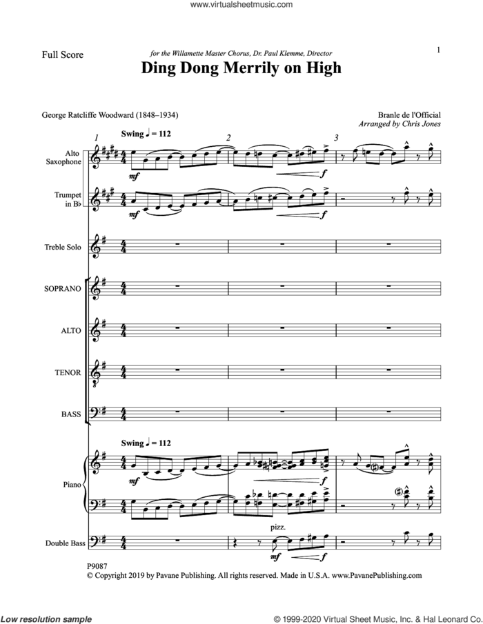 Ding Dong Merrily on High (COMPLETE) sheet music for orchestra/band by Chris Jones and George Ratliff Woodward, intermediate skill level