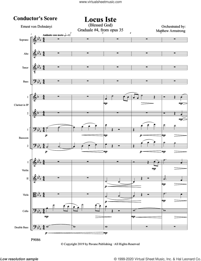 Locus Iste (COMPLETE) sheet music for orchestra/band by Matthew Armstrong and Ernest von Dohnanyi, intermediate skill level