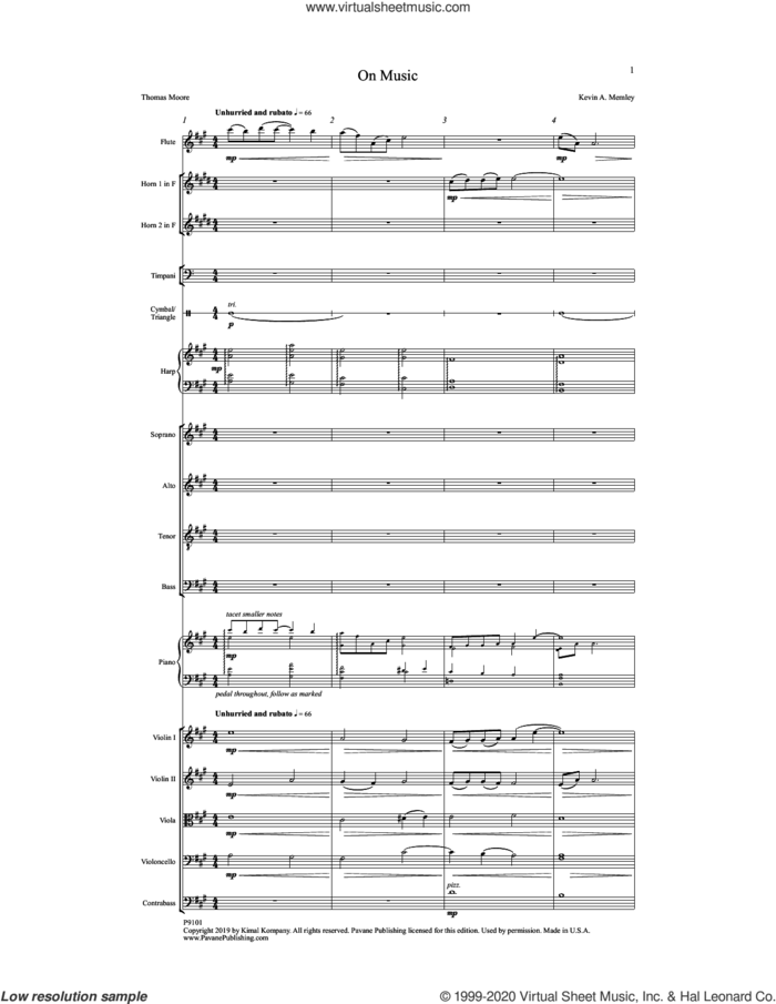 On Music (COMPLETE) sheet music for orchestra/band by Kevin Memley and Thomas Moore, intermediate skill level