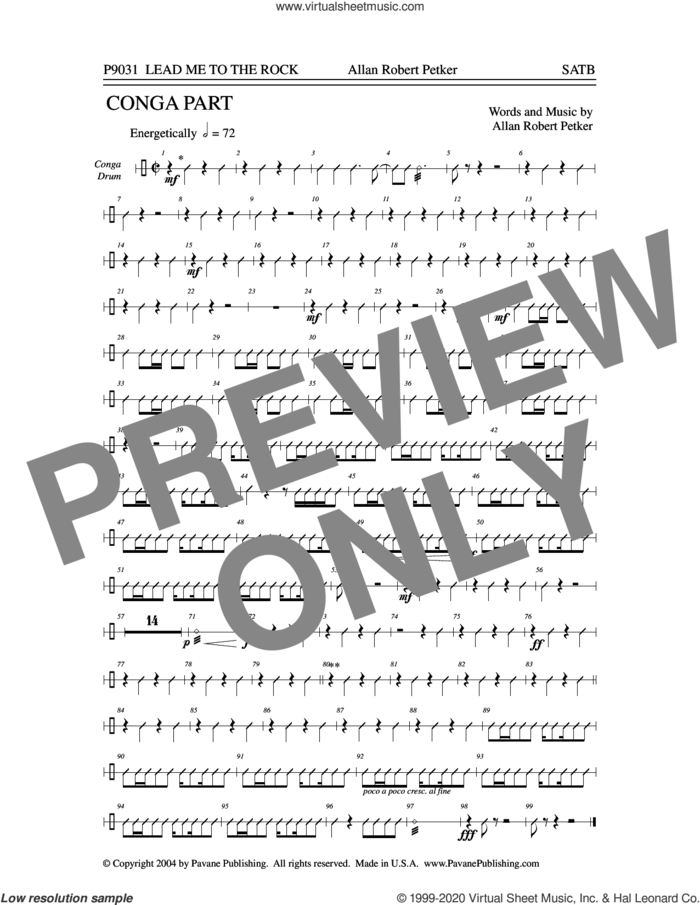 Lead Me To The Rock sheet music for orchestra/band (congas) by Allan Robert Petker, intermediate skill level