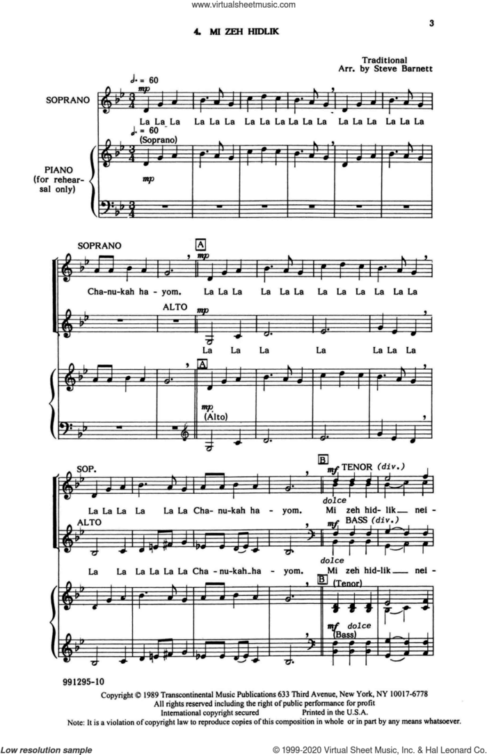 Mi Zeh Hidlik sheet music for choir (SATB: soprano, alto, tenor, bass) by Steve Barnett, classical score, intermediate skill level