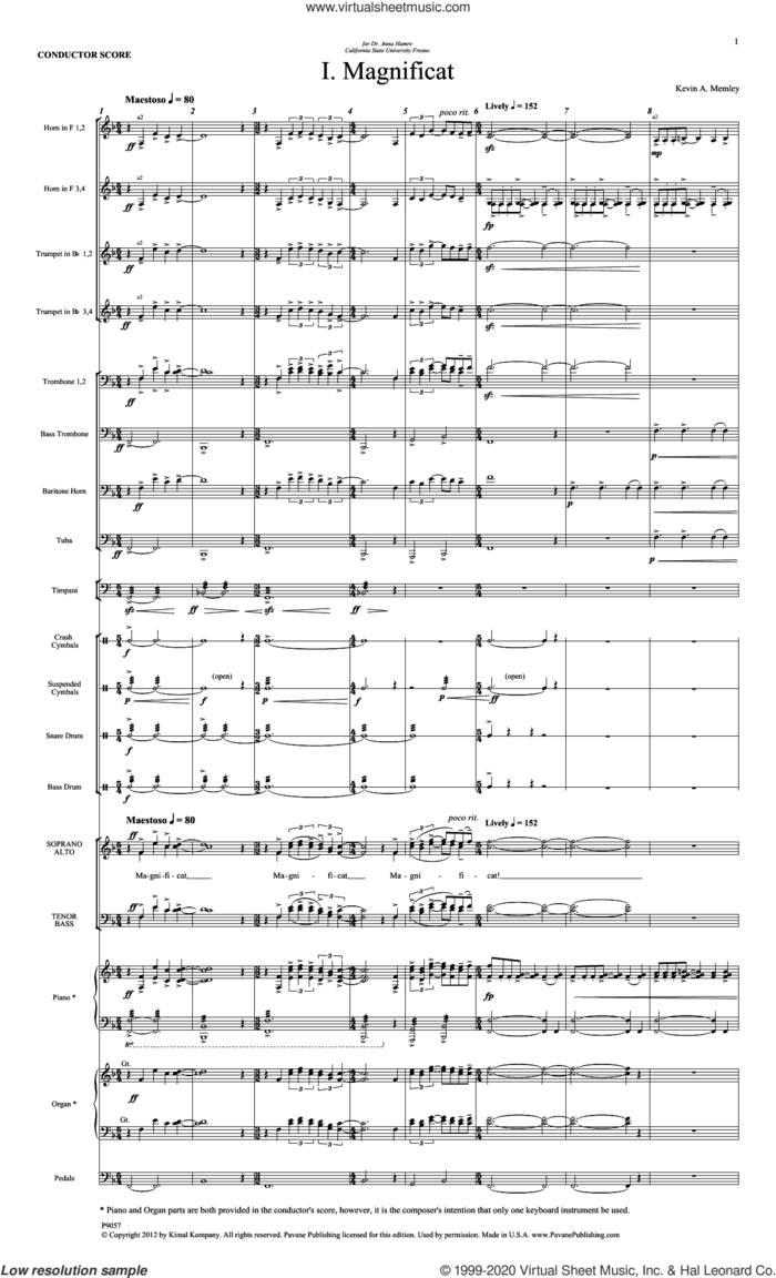Magnificat (Brass Ensemble) (Score) sheet music for orchestra/band (full score) by Kevin Memley, intermediate skill level