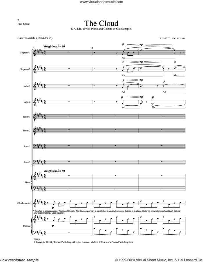 The Cloud (COMPLETE) sheet music for orchestra/band by Sara Teasdale and Kevin T. Padworski, intermediate skill level